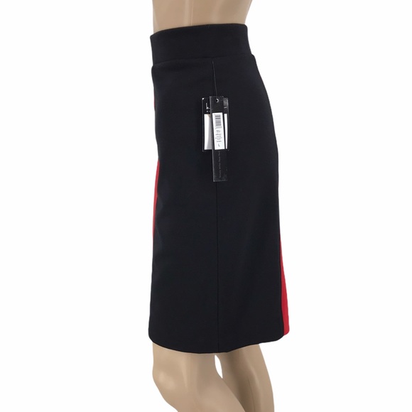 Nicole Miller pencil skirt L red black color block mini above knee - Picture 3 of 10